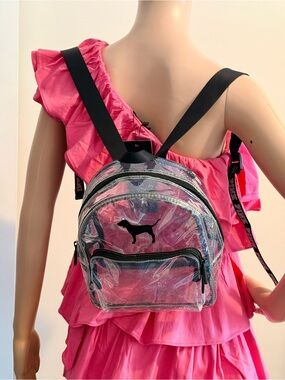 PINK Clear Mini Glitter Backpack